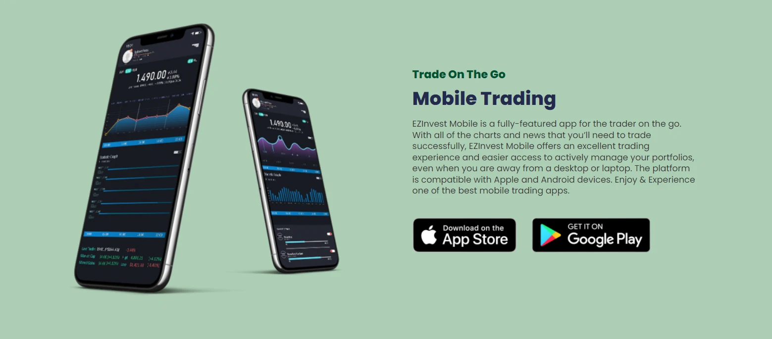 Trading mobile avec le courtier EZINVEST