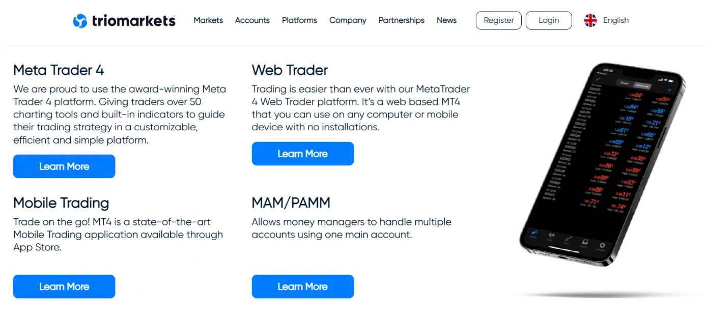 Plateformes de négociation de courtiers TrioMarkets