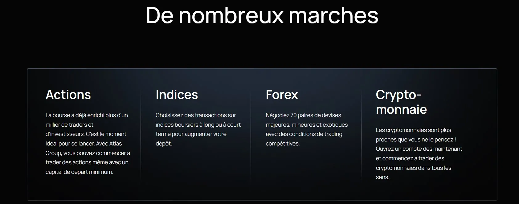Actifs de trading du courtier Atlas Group